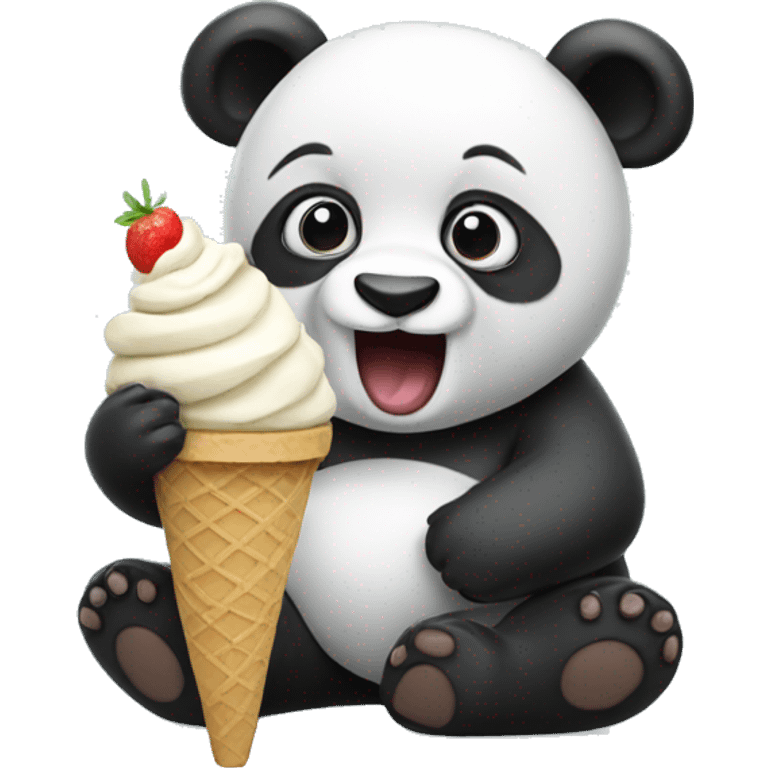 Panda eating ice cream emoji