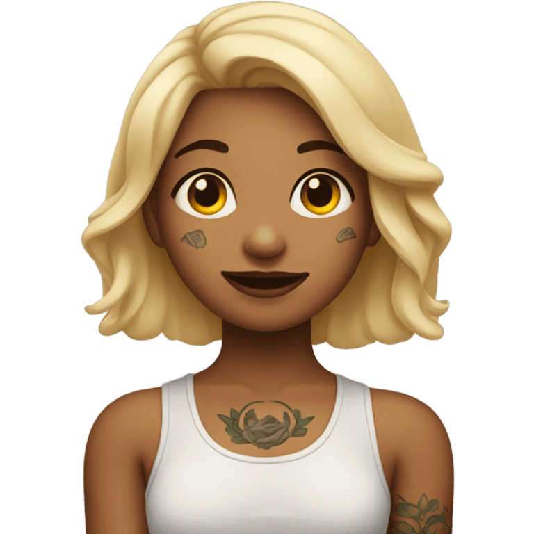 Girl with tattoos and nose piercing  emoji