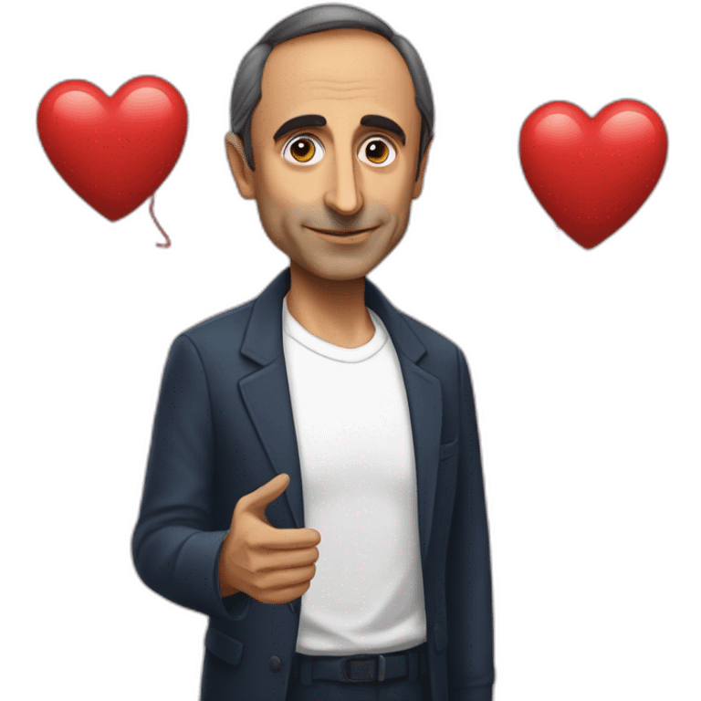 Eric zemmour holding a big heart emoji