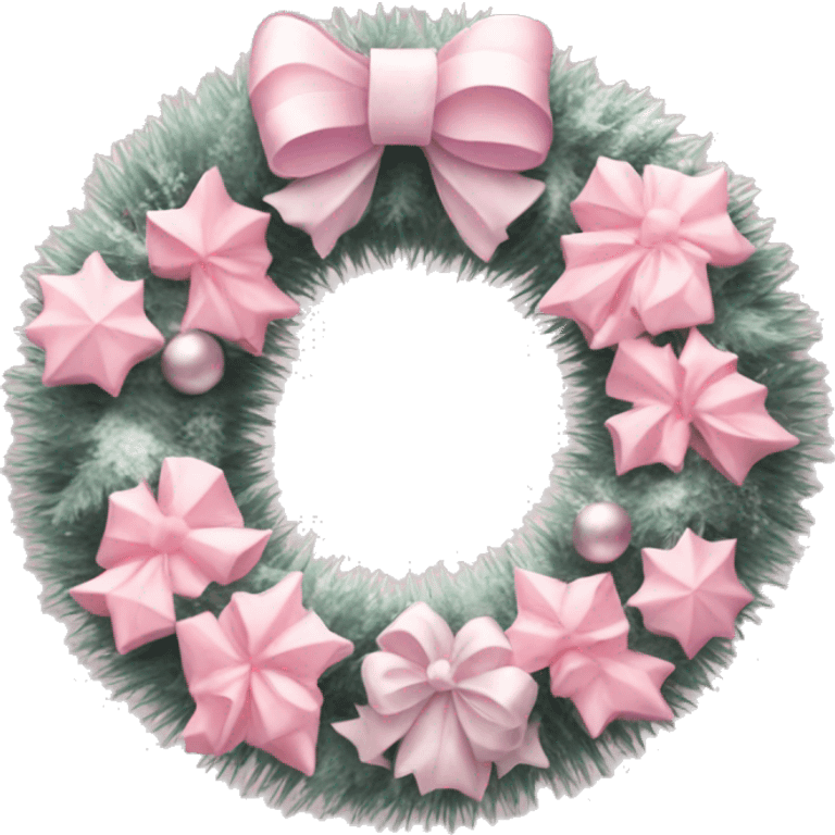 Pastel pink Christmas wreath emoji