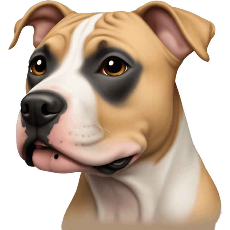 Tan American pit bull terrier with black nose emoji