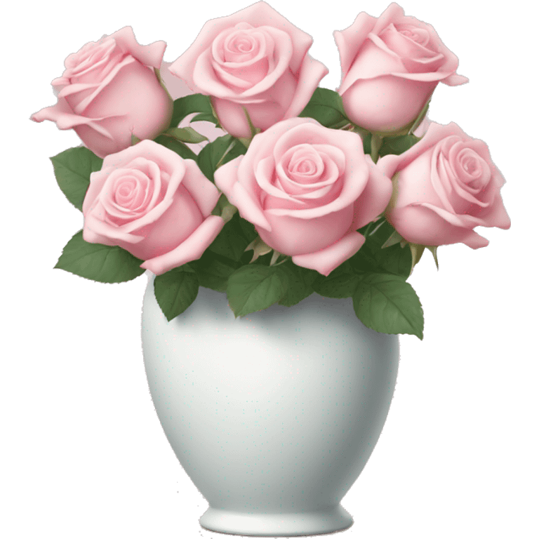 Pastell pink roses in a white vase emoji