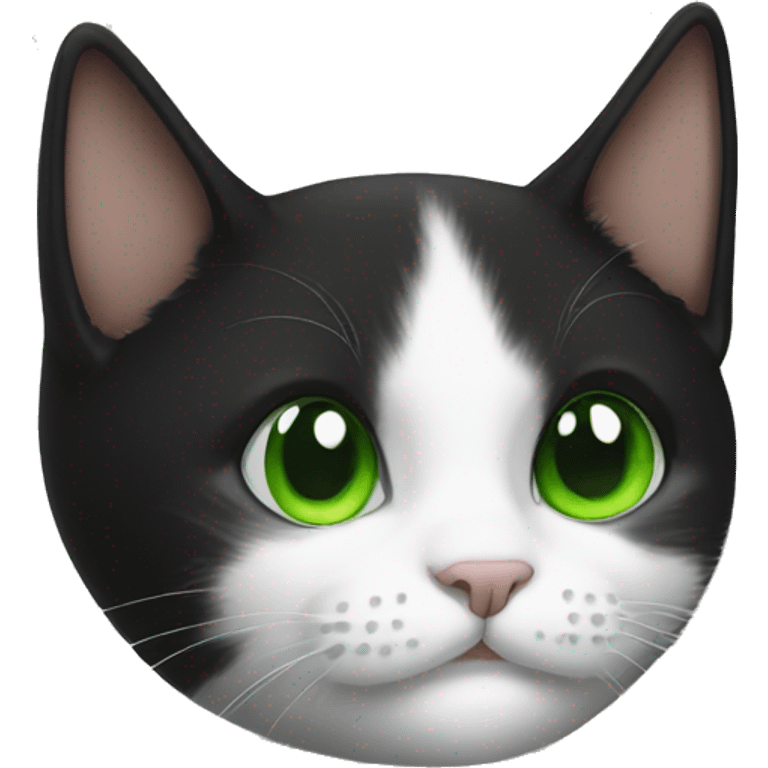 tuxedo cat with green eyes emoji