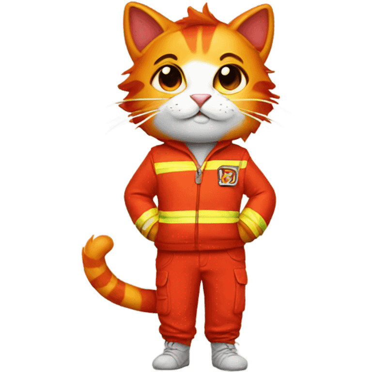 Fire cat wearing pants emoji