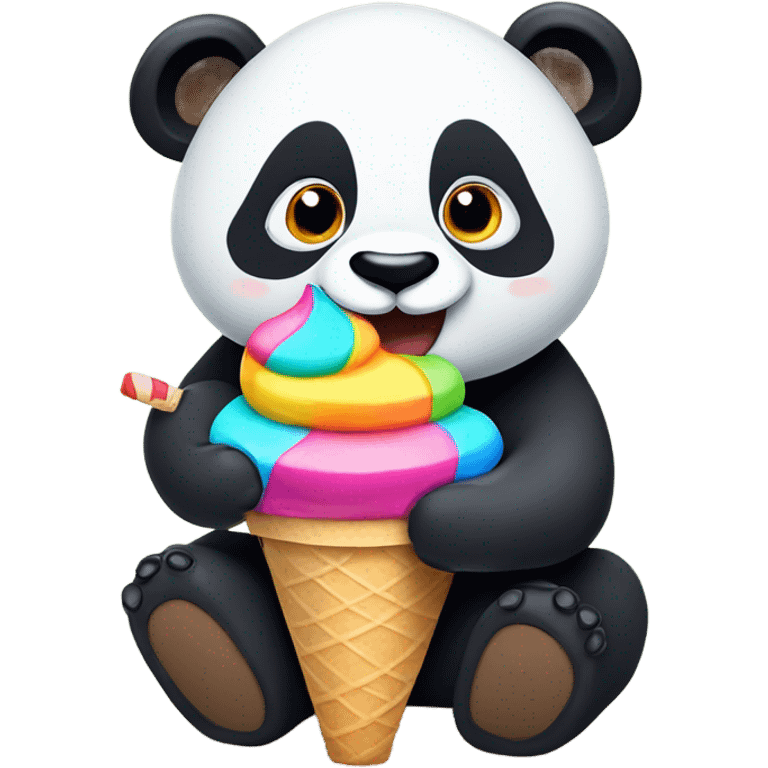 Panda eating ice cream emoji