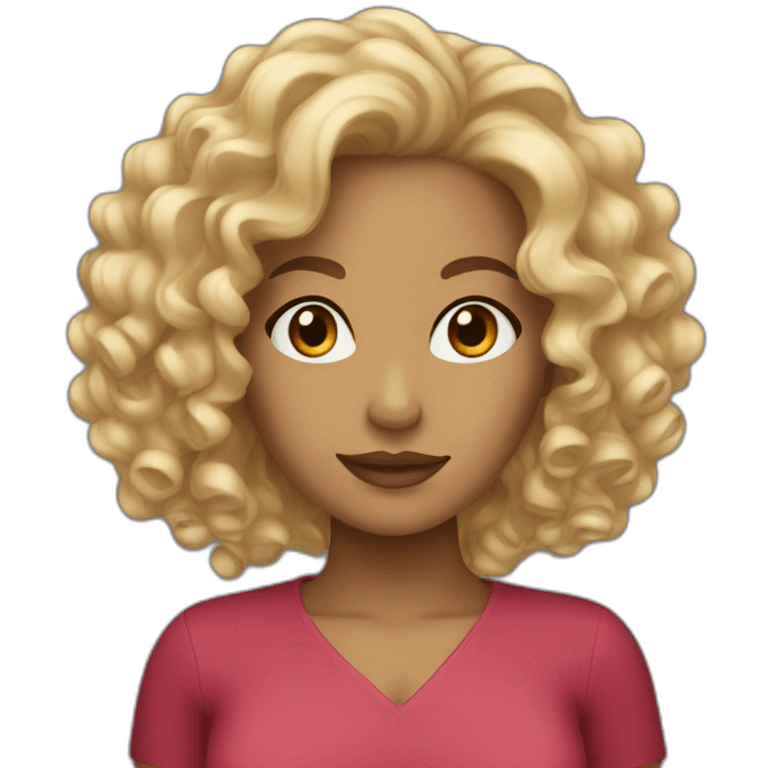 Latina with blonde highlighted curly hair emoji