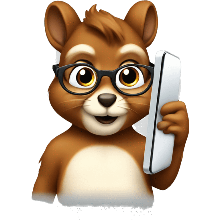 squirrel on the phone with glasses emoji