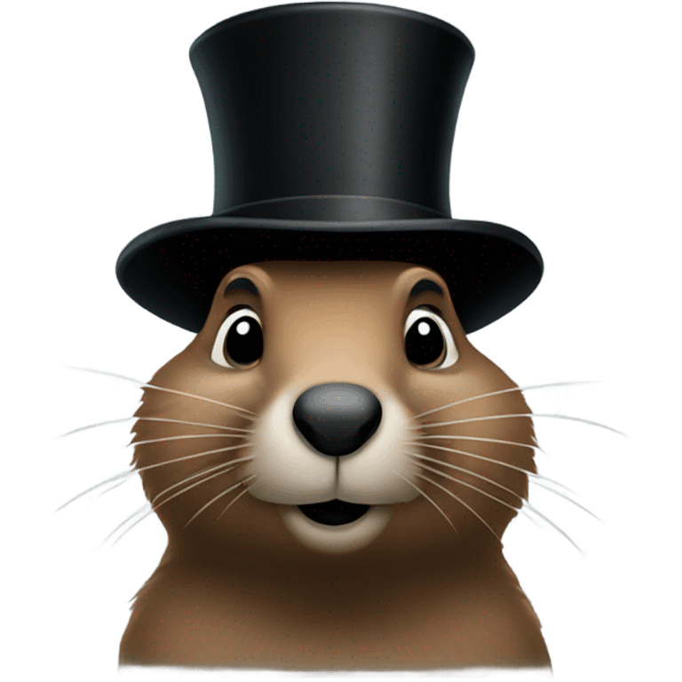 Groundhog with top hat  emoji