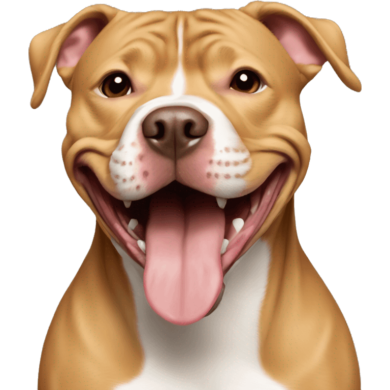 light brown american pitbull terrier, smiling, without white spot emoji