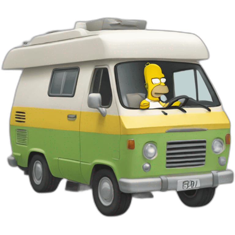 Homer simpson driving camper van emoji