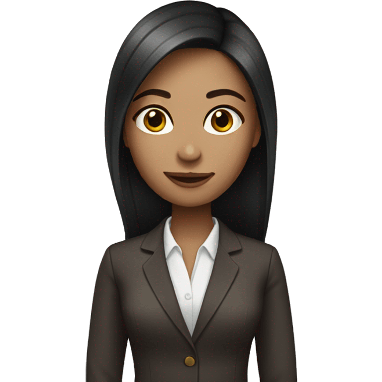 Fair skin Business woman with long dark brown hair emoji