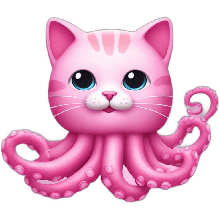 pink cat with cute fluffy Octopus Tentacles emoji