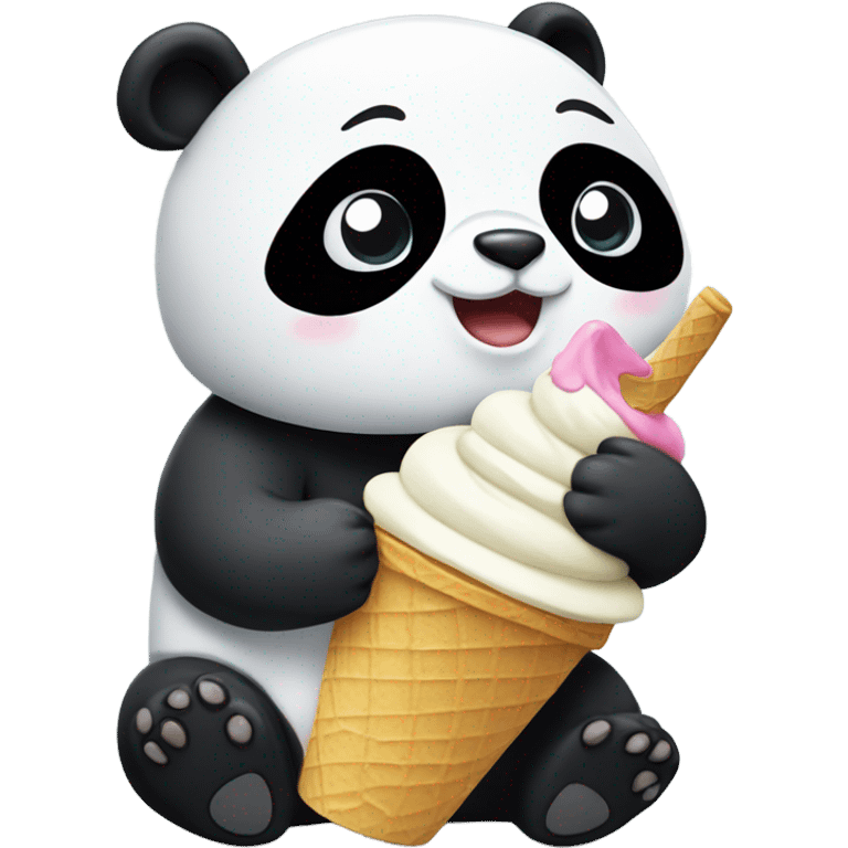 Panda eating ice cream emoji