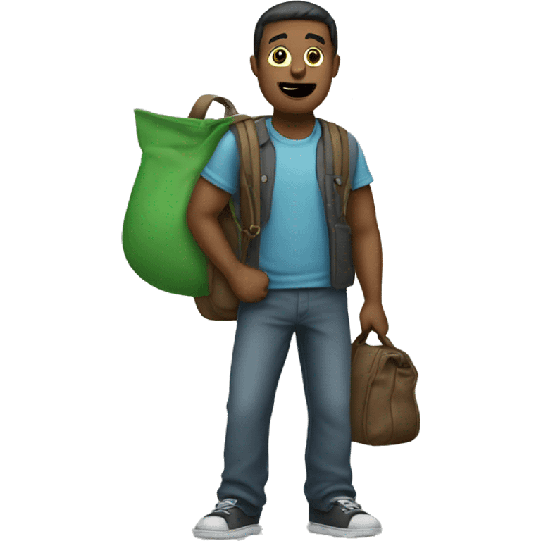 man standing with a bag carried on one shoulder  emoji