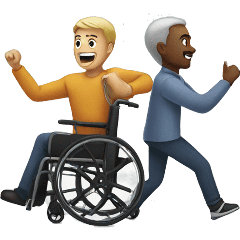 Man in wheelchair chasing another person  emoji