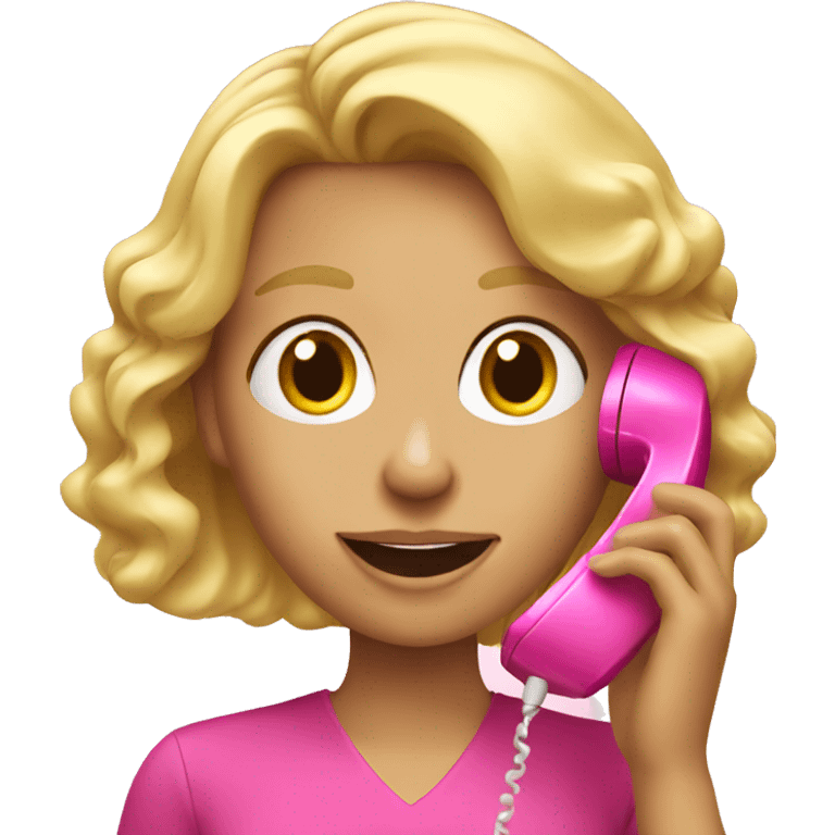 Blonde girl talking on a pink phone  emoji