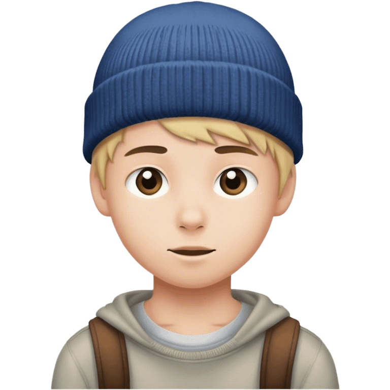 boy in beanie looking out emoji