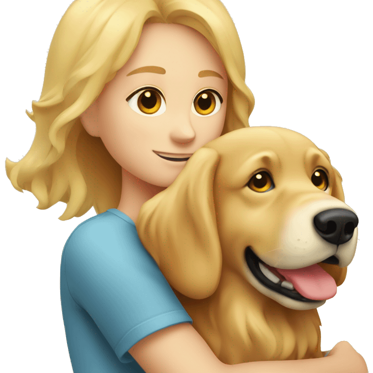  blonde girl hugging m golden retriever red colored emoji