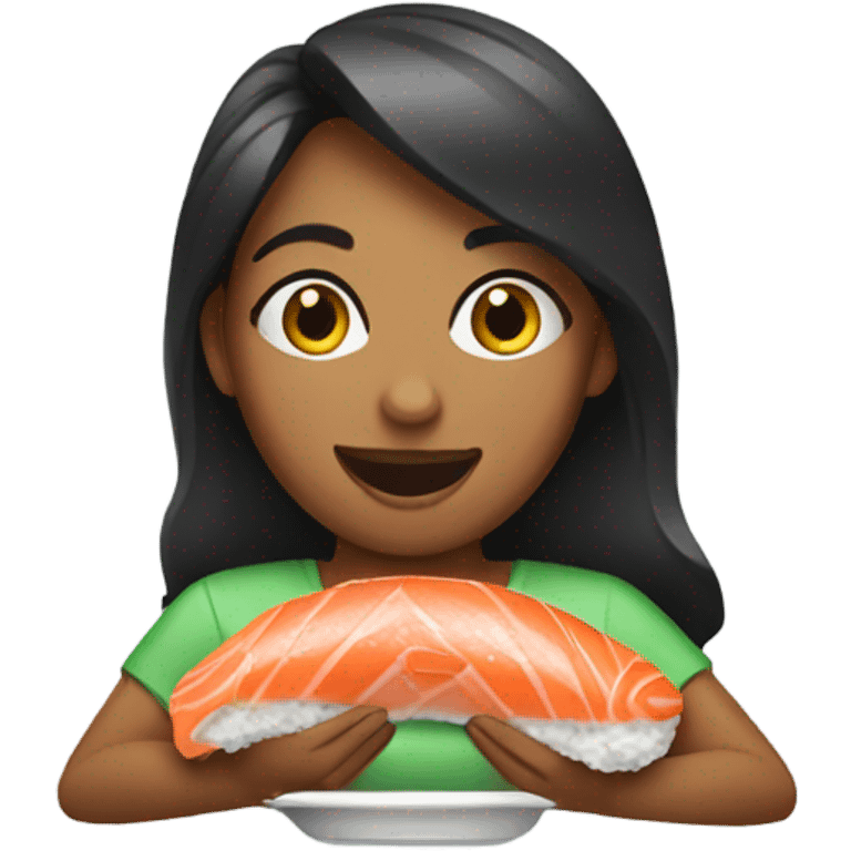 Wife eating salmon roll  emoji