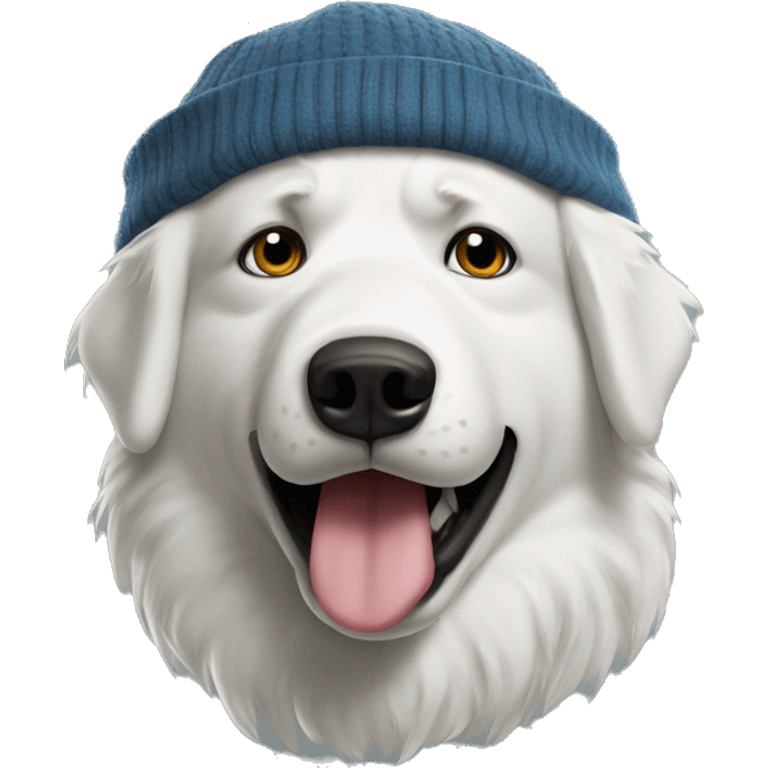 Angry Great Pyrenees in a beany emoji