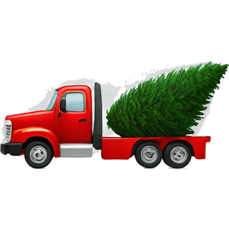 White truck hauling Christmas tree emoji