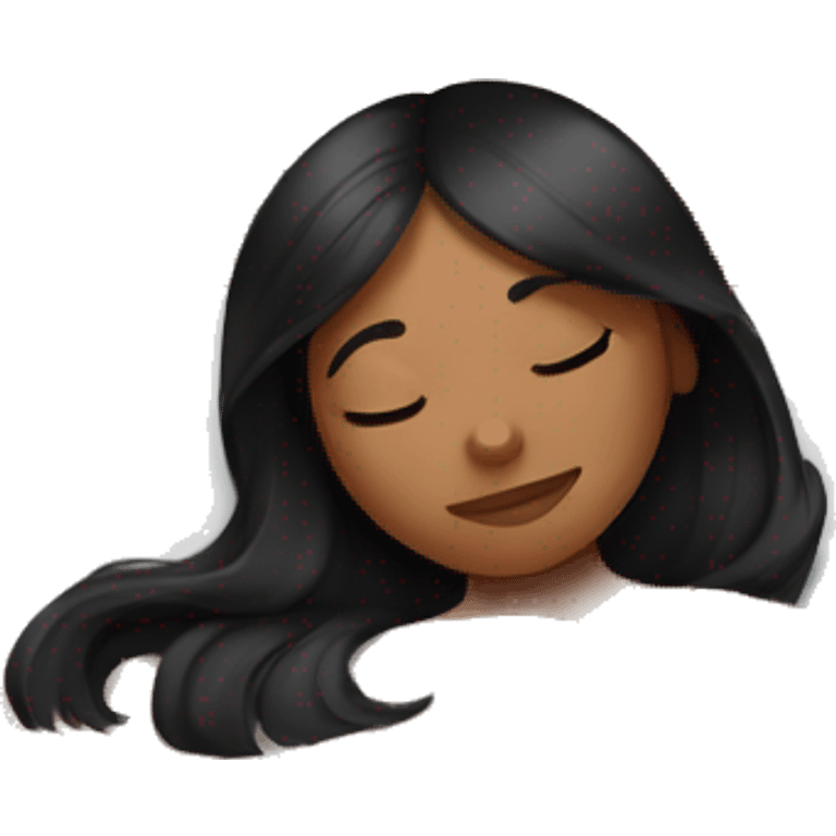 girl with black straight hair sleeping in bed emoji