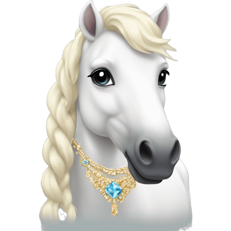 Fatty white pony with jewelry  emoji