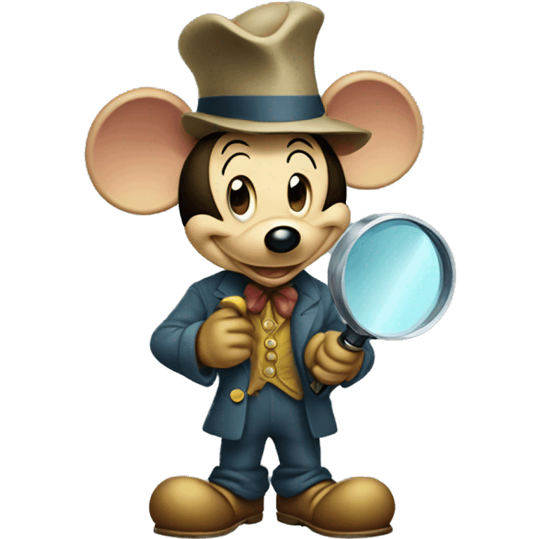 mickey mouse detective holding a magnifying glass emoji