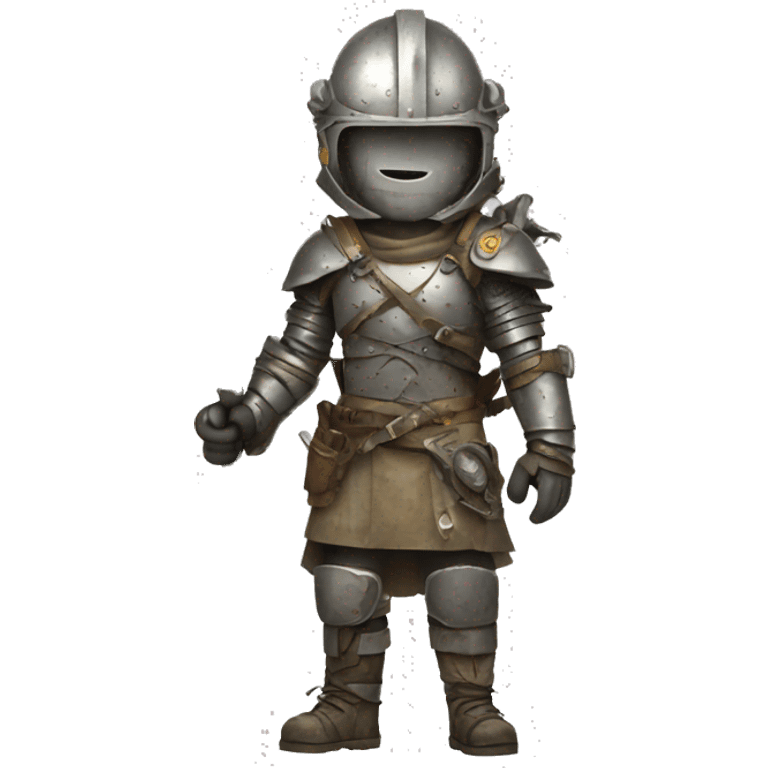 post apocalyptic builder in armor made from road signs emoji