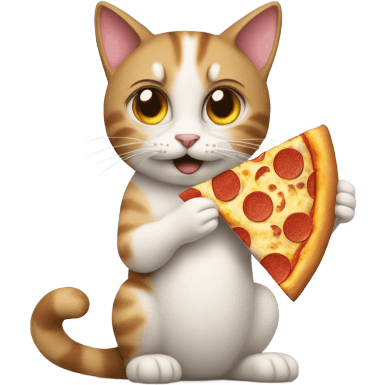 Cat eating pizza emoji