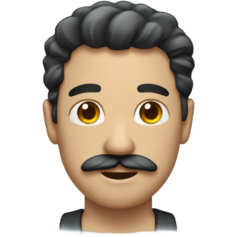 Man with dark hair and mustache showering emoji