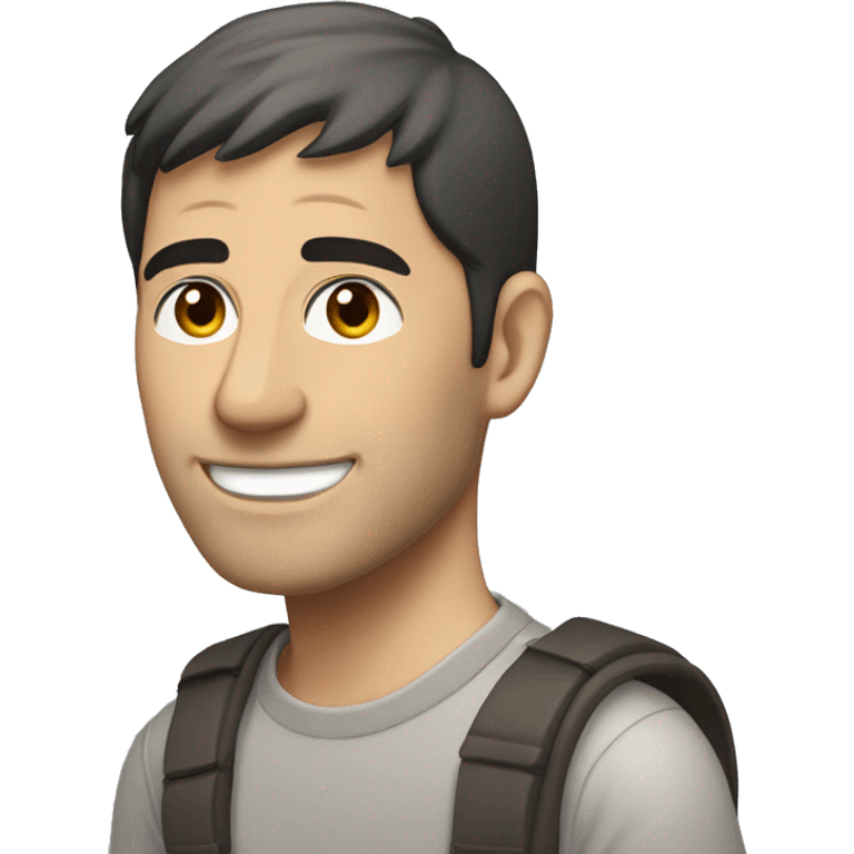 Tall man with dark hair in a gray 2012 Subaru Outback  emoji