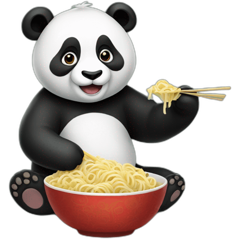 Formal panda eating noodles emoji