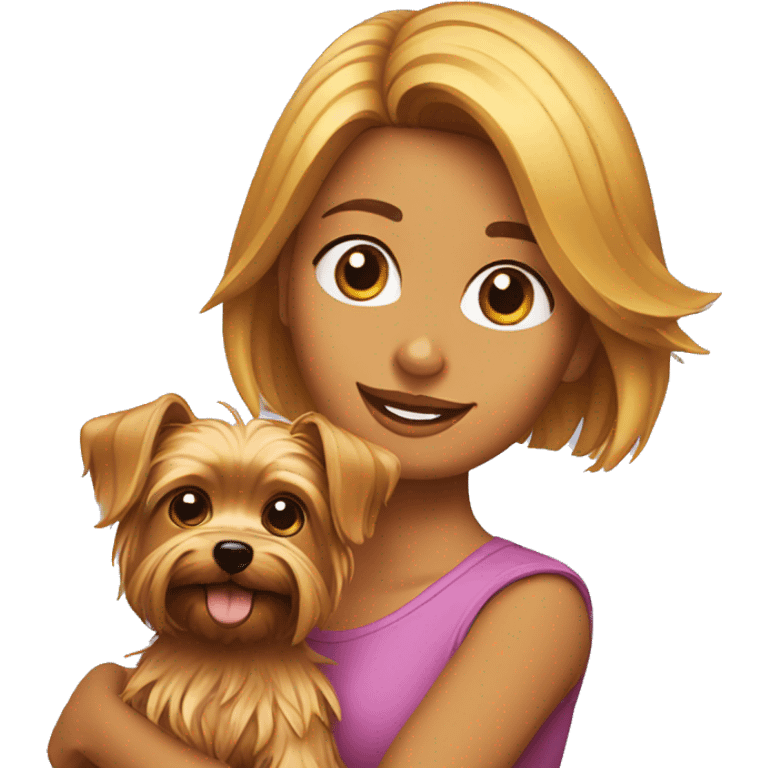 chica con un perro yorkshire terrier emoji