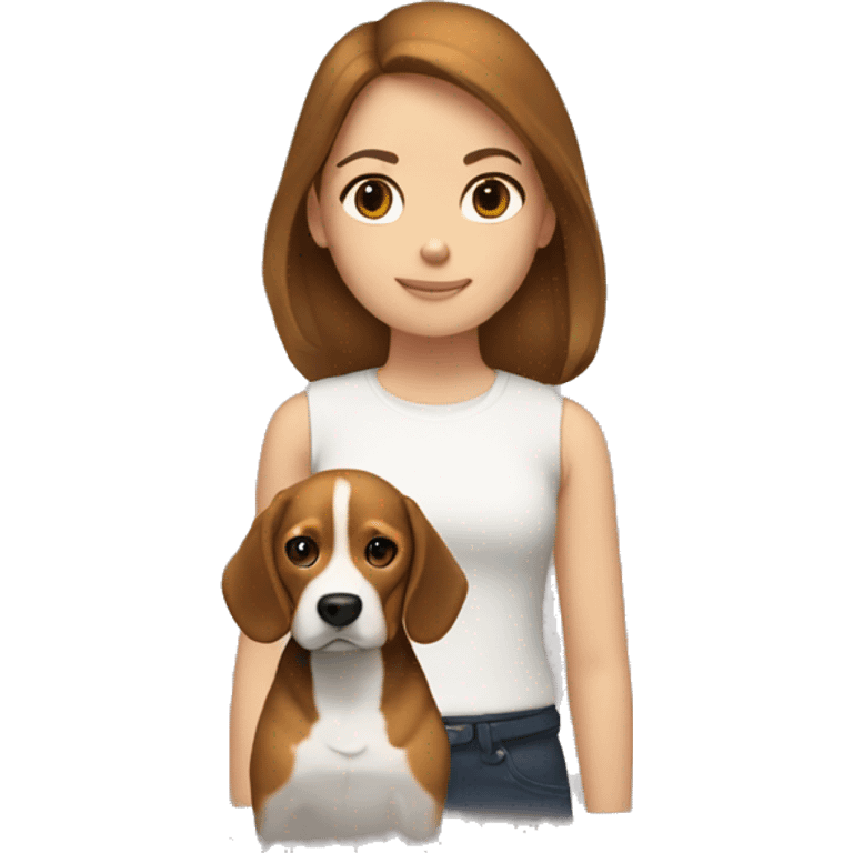 The girl with brown hair and the beagle emoji