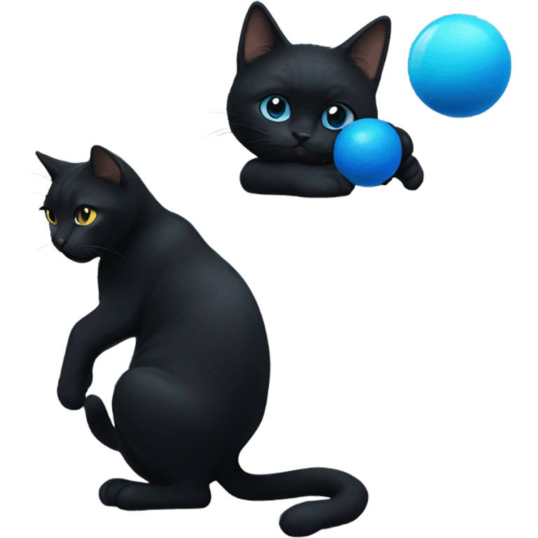 Black Cat with Blue Ball emoji