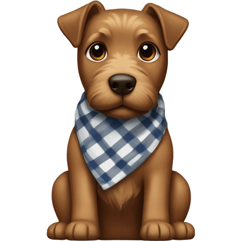 Brown terrier with white plaid bandana emoji