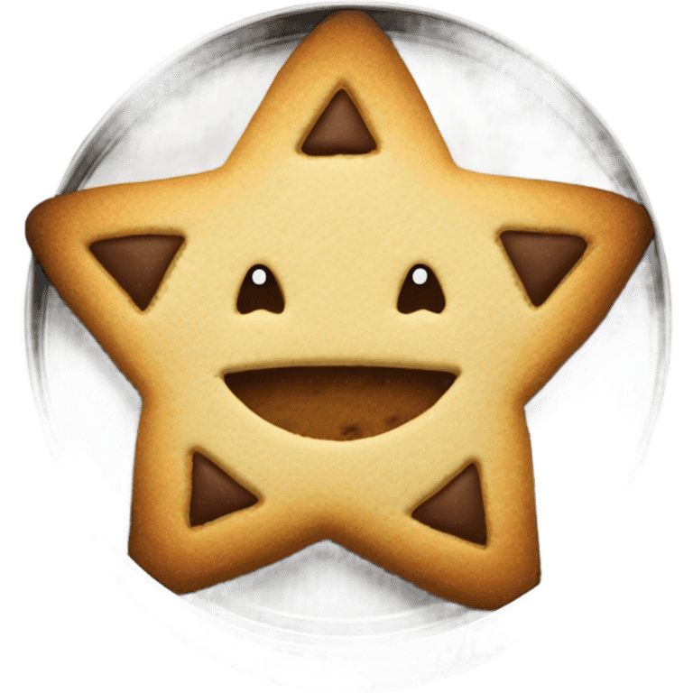 Dalgona cookie in metal tin with star shaped cutout in the middle emoji