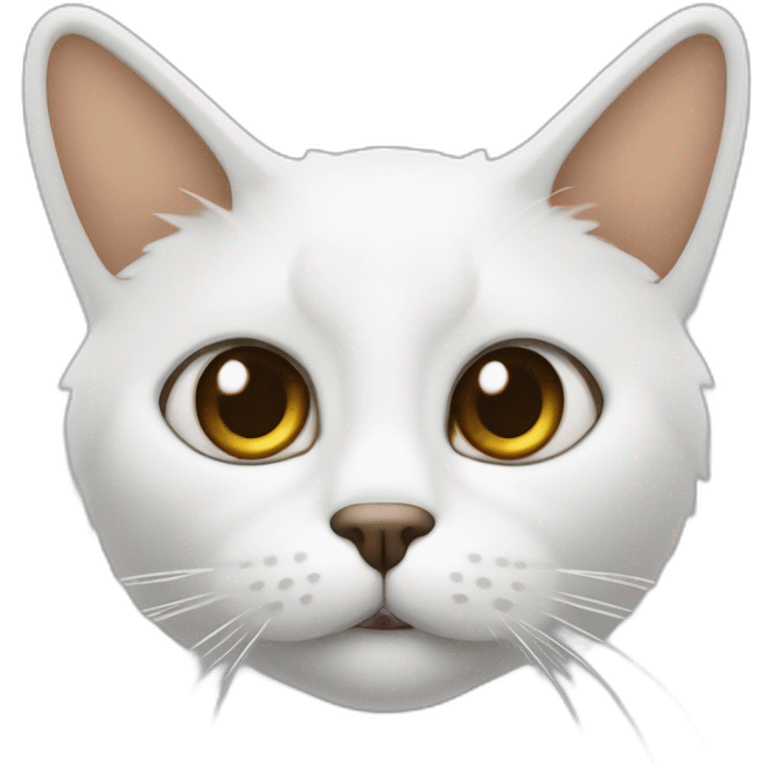 Chat blanc aux poils mis long, aux yeux verts, avec bout des oreilles à taches marron emoji