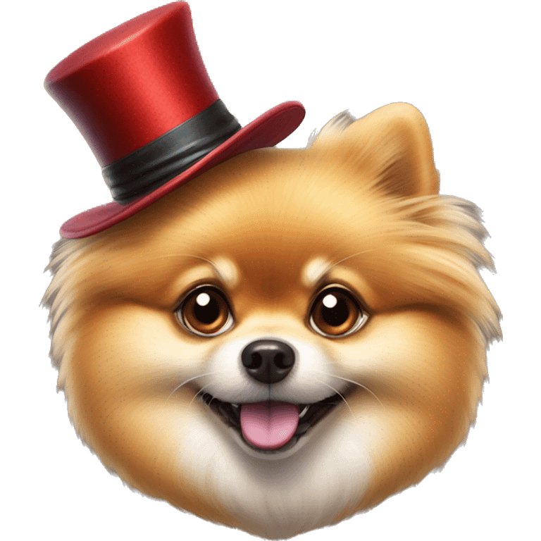 Pomeranian lulu with a magician's hat on his head emoji