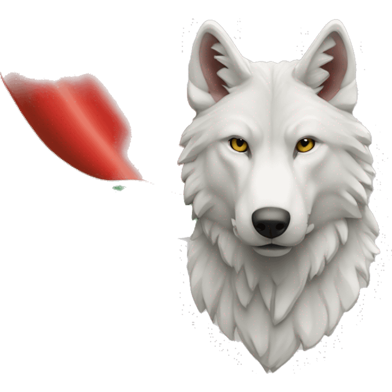 Drapeau vert blanc rouge blanc vert avec un loup au milieu  emoji