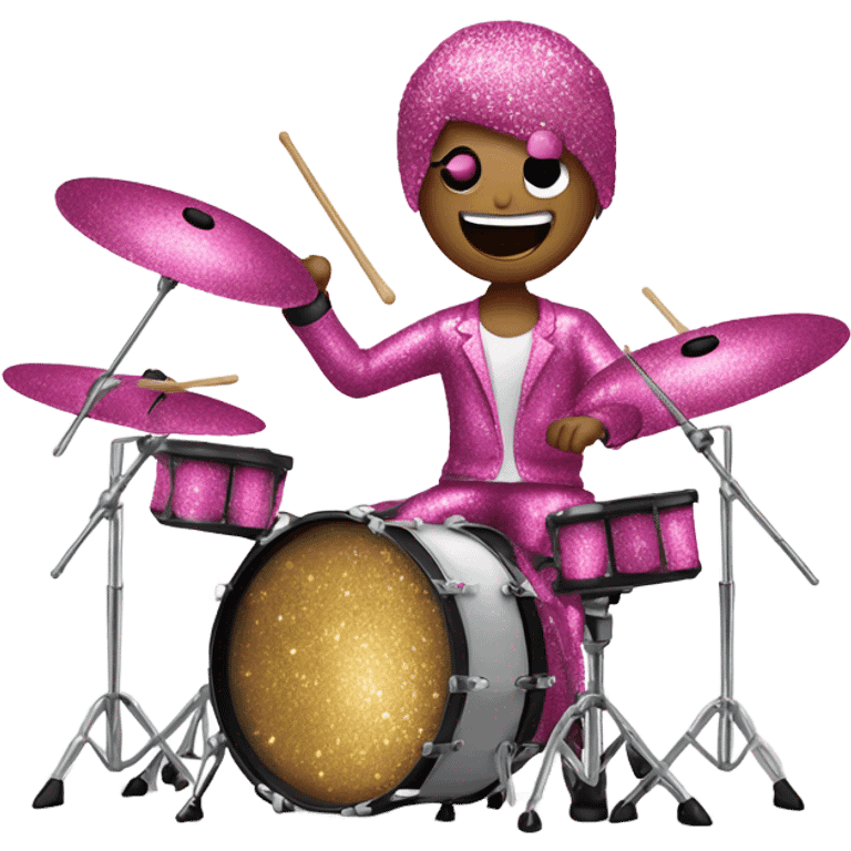 Pink glitter drummer  emoji