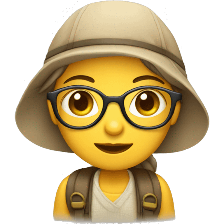 Female cute chibby traveler woth eyeglasses emoji