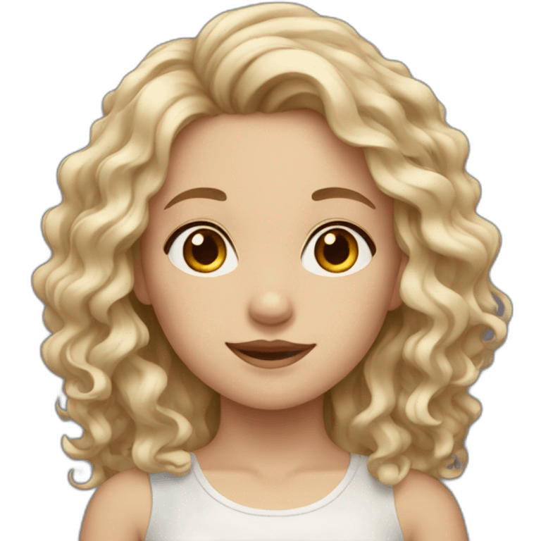 fair-skinned girl with wavy hair emoji