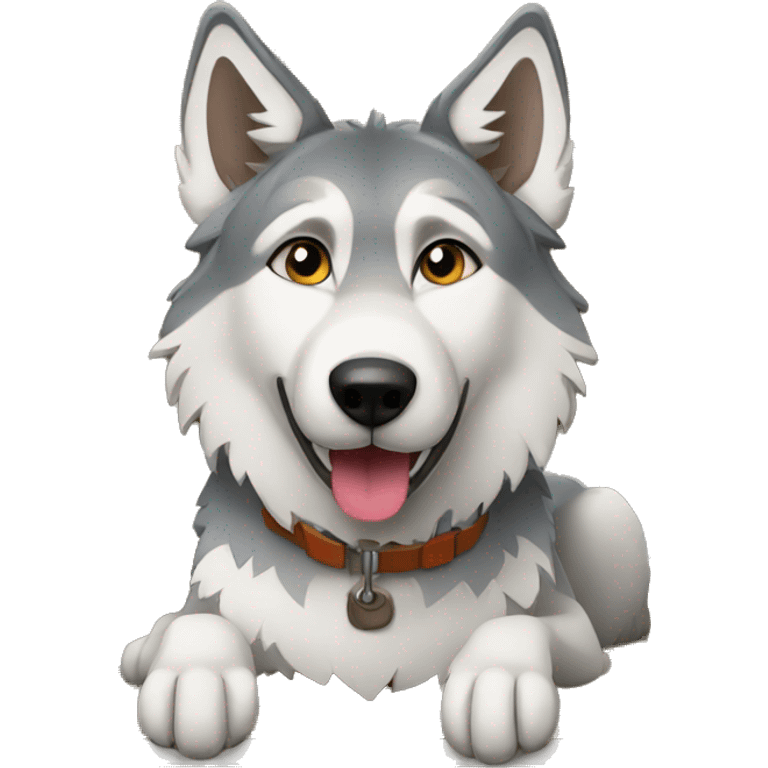 Wolfdog on a boat emoji