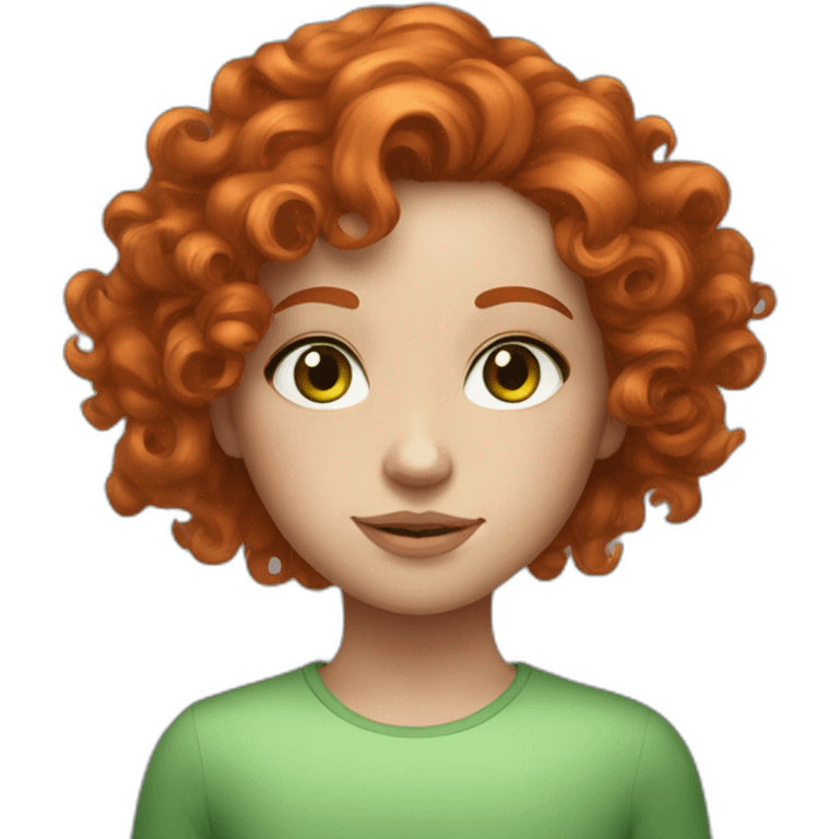 Red hair girl curly long lashes green eyes fair skin freckles emoji