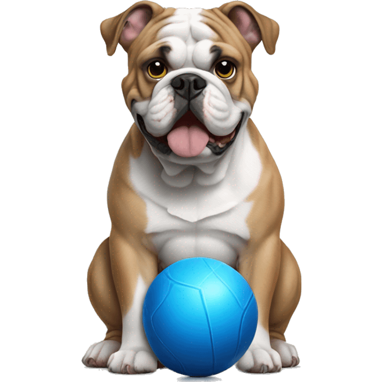 English bulldog with blue ball emoji