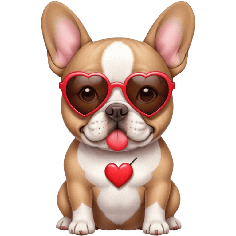 French bulldog with heart sunglasses emoji