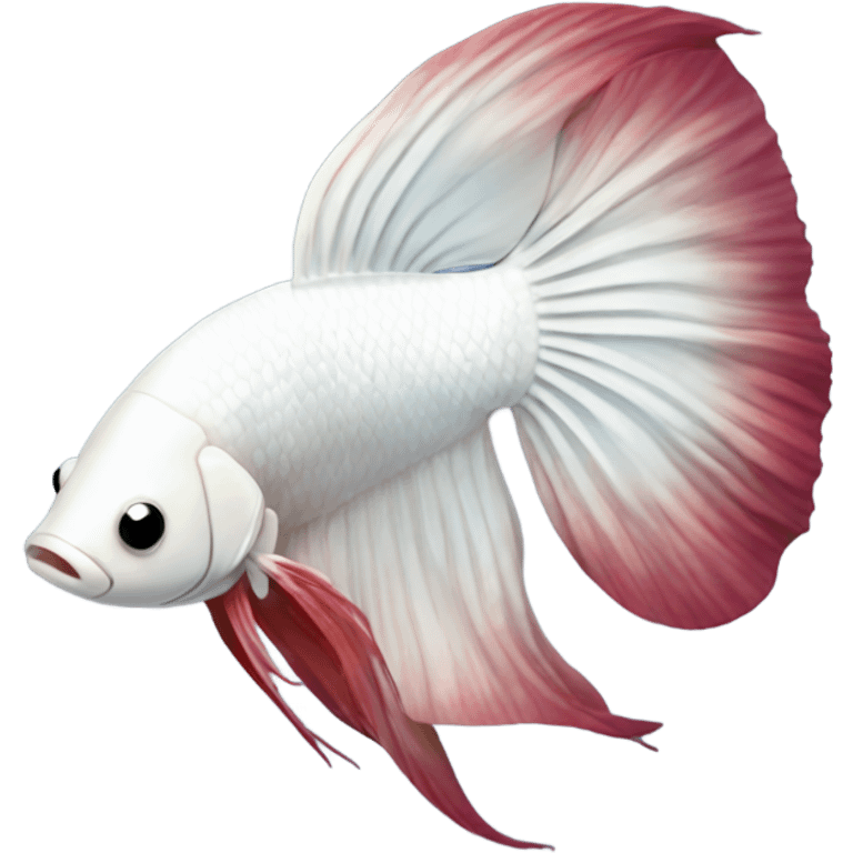 White betta fish with burghundy short fins, position: full profile emoji