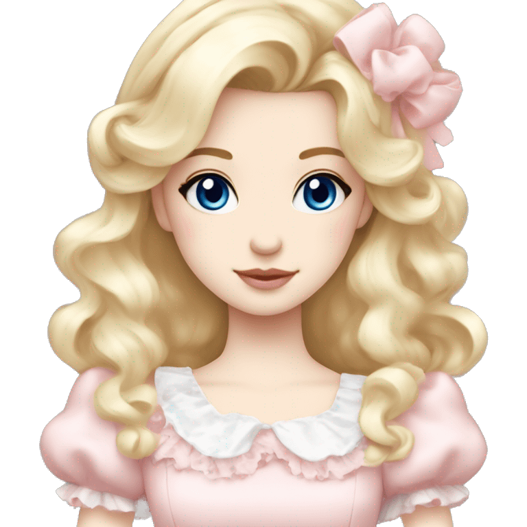 sweet lolita blond hair blue eyes white skin light pink dress emoji